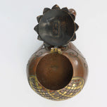 JAPANESE MEIJI INKWELL MIXED METAL LOTUS DESIGN, LATE 19TH CENTURY
