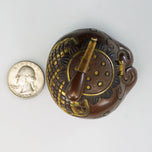 JAPANESE MEIJI INKWELL MIXED METAL LOTUS DESIGN, LATE 19TH CENTURY