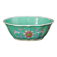 CHINESE TURQUOISE PEONY BOWL LATE QING DYNASTY, LATE 19TH CENTURY, CHINA, PORCELAIN