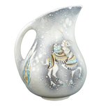 1950’S MID CENTURY MODERN SASCHA BRASTOFF PITCHER HAND PAINTED WITH DECORATED CAMELS, 1950S, UNITED STATES, CERAMIC