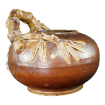CHINESE SHIWAN BAMBOO HANDLE STONEWARE POT LATE 19TH CENTURY, CHINA