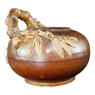 CHINESE SHIWAN BAMBOO HANDLE STONEWARE POT LATE 19TH CENTURY, CHINA