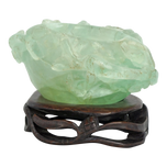 ANTIQUE CHINESE CARVED FLUORITE CENSER OR BRUSH WASHER ON STAND QING/REPUBLIC, EARLY 20TH CENTURY, CHINA
