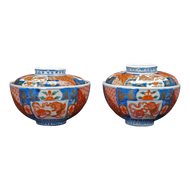 PAIR MEIJI 19TH C ARITA IMARI CHAWAN LIDDED BOWLS, MID 19TH CENTURY, JAPAN, PORCELAIN