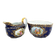 ANTIQUE GERMAN RICHARD KLEMM DRESDEN COBALT BLUE GOLD COURTING COUPLE CREAMER SUGAR SET, EARLY 20TH CENTURY, GERMANY,