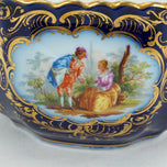 ANTIQUE GERMAN RICHARD KLEMM DRESDEN COBALT BLUE GOLD COURTING COUPLE CREAMER SUGAR SET, EARLY 20TH CENTURY, GERMANY,