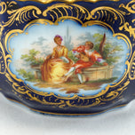 ANTIQUE GERMAN RICHARD KLEMM DRESDEN COBALT BLUE GOLD COURTING COUPLE CREAMER SUGAR SET, EARLY 20TH CENTURY, GERMANY,