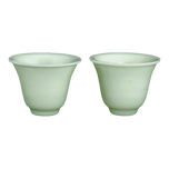 PAIR CHINESE PEKING GLASS WINE CUPS JADE COLOR CIRCA 1920, 1920S, CHINA