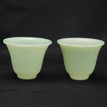 PAIR CHINESE PEKING GLASS WINE CUPS JADE COLOR CIRCA 1920, 1920S, CHINA