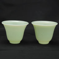 PAIR CHINESE PEKING GLASS WINE CUPS JADE COLOR CIRCA 1920, 1920S, CHINA