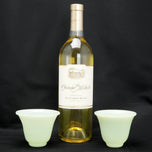 PAIR CHINESE PEKING GLASS WINE CUPS JADE COLOR CIRCA 1920, 1920S, CHINA