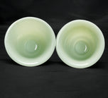 PAIR CHINESE PEKING GLASS WINE CUPS JADE COLOR CIRCA 1920, 1920S, CHINA