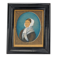 ANTIQUE PRIMITIVE PORTRAIT WATERCOLOR GOUACHE EARLY 19TH CENTURY, UNITED STATES