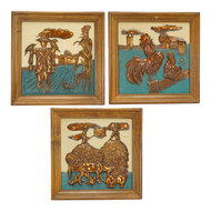 THREE 1960'S FARM 3D WALL ART IDEAL ORIGINALS CALIFORNIA, 1960S, UNITED STATES, ENAMEL
