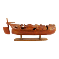 CHINESE CARVED BAMBOO JUNK BOAT CIRCA 1920'S, 1920S, CHINA