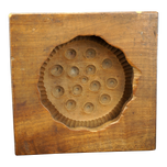 VINTAGE JAPANESE KASHIGATA BEAN PASTE MOLD LOTUS SEED POD MOTIF, MID 20TH CENTURY, WOOD
