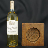 VINTAGE JAPANESE KASHIGATA BEAN PASTE MOLD LOTUS SEED POD MOTIF, MID 20TH CENTURY, WOOD