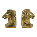 PAIR OF MID CENTURY GOLDTONE STALLION HORSEHEAD BOOKENDS BMPRO, MID 20TH CENTURY, UNITED STATES, METAL
