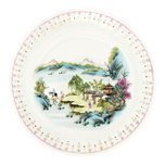 ANTIQUE CHINESE PORCELAIN CABINET PLATE SCHOLAR’S RETREAT LANDSCAPE QING/REPUBLIC, EARLY 20TH CENTURY, CHINA