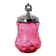 VICTORIAN CRANBERRY COIN DOT GLASS JAM JAR WITH SILVERPLATE LID, LATE 19TH CENTURY, UNITED STATES