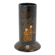 ANTIQUE JAPANESE LACQUER CHINOISERIE BRUSH/PEN HOLDER SPILL VASE LATE 19TH CENTURY
