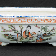 ANTIQUE CHINESE POLYCHROME JIAQING REIGN BULB POT, LATE 19TH CENTURY, CHINA, PORCELAIN