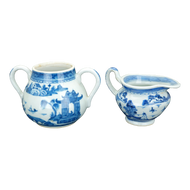 CHINESE CANTONWARE CREAM AND SUGAR 18TH/19TH CENTURY, LATE 18TH CENTURY, CHINA, PORCELAIN