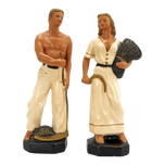 PAIR VINTAGE ALEXANDER BACKER ABCO HARVESTER STATUES, MID 20TH CENTURY, UNITED STATES, FELT