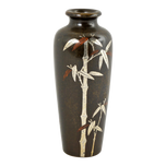 MINIATURE 19TH C JAPANESE SILVER AND COPPER INLAID BRONZE VASE SIGNED, LATE 19TH CENTURY