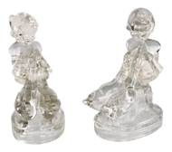 1950S UP TO HER NECK IN GEESE GLASS BOOKENDS - A PAIR