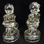 1950S UP TO HER NECK IN GEESE GLASS BOOKENDS - A PAIR
