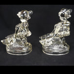 1950S UP TO HER NECK IN GEESE GLASS BOOKENDS - A PAIR