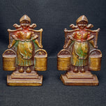 1928 ART COLONY INDUSTRIES DUTCH MILKMAID IRON BOOKENDS - A PAIR, 1920S, UNITED STATES, BRONZE