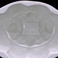 LATE 19TH CENTURY VICTORIAN WHITE CERAMIC FOOD MOLD WITH GEOMETRIC DESIGNS