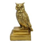 SINGLE MID CENTURY CAST BRASS OWL BOOKEND PM CRAFTSMAN, MID 20TH CENTURY, UNITED STATES