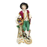 VINTAGE CAPODIMONTE ITALY YOUTH WITH FRUIT PORCELAIN FIGURINE, MID 20TH CENTURY