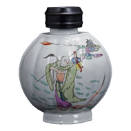 EARLY 20TH CENTURY HUA CHA GONG SI MARK REPUBLIC PERIOD CHINESE POLYCHROME TEA CADDY, CHINA, PORCELAIN