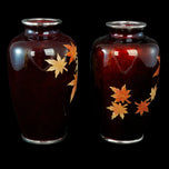 MID-CENTURY ANDO SATO JAPANESE CLOISONNÉ MAPLE LEAF VASES - A PAIR, MID 20TH CENTURY