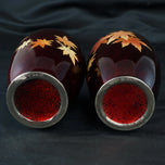 MID-CENTURY ANDO SATO JAPANESE CLOISONNÉ MAPLE LEAF VASES - A PAIR, MID 20TH CENTURY