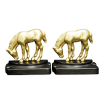 1930S ART DECO GRAZING PONY BOOKENDS - SET OF 2, UNITED STATES, GOLD FINISH