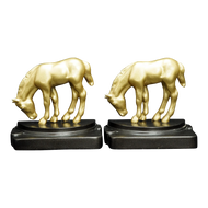 1930S ART DECO GRAZING PONY BOOKENDS - SET OF 2, UNITED STATES, GOLD FINISH