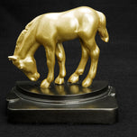 1930S ART DECO GRAZING PONY BOOKENDS - SET OF 2, UNITED STATES, GOLD FINISH