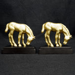 1930S ART DECO GRAZING PONY BOOKENDS - SET OF 2, UNITED STATES, GOLD FINISH