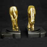 1930S ART DECO GRAZING PONY BOOKENDS - SET OF 2, UNITED STATES, GOLD FINISH
