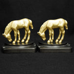 1930S ART DECO GRAZING PONY BOOKENDS - SET OF 2, UNITED STATES, GOLD FINISH