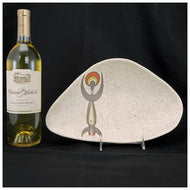 MID-CENTURY SIGNED MARC BELLAIRE (1925 – 1994) ABSTRACT TRIBAL THREE-SIDED SERVING DISH, 1950S, UNITED STATES, CERAMIC