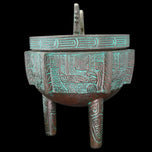 MID CENTURY HOLLYWOOD REGENCY MONT COCKTAIL ICE BUCKET ARCHAIC CHINESE DESIGN, 1970S, TAIWAN, METAL