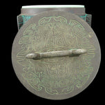 MID CENTURY HOLLYWOOD REGENCY MONT COCKTAIL ICE BUCKET ARCHAIC CHINESE DESIGN, 1970S, TAIWAN, METAL