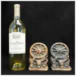1930S DODGE WAGON WHEEL WESTERN BOOKENDS - A PAIR, UNITED STATES, COPPER FINISH