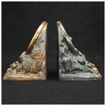 1930S DODGE WAGON WHEEL WESTERN BOOKENDS - A PAIR, UNITED STATES, COPPER FINISH